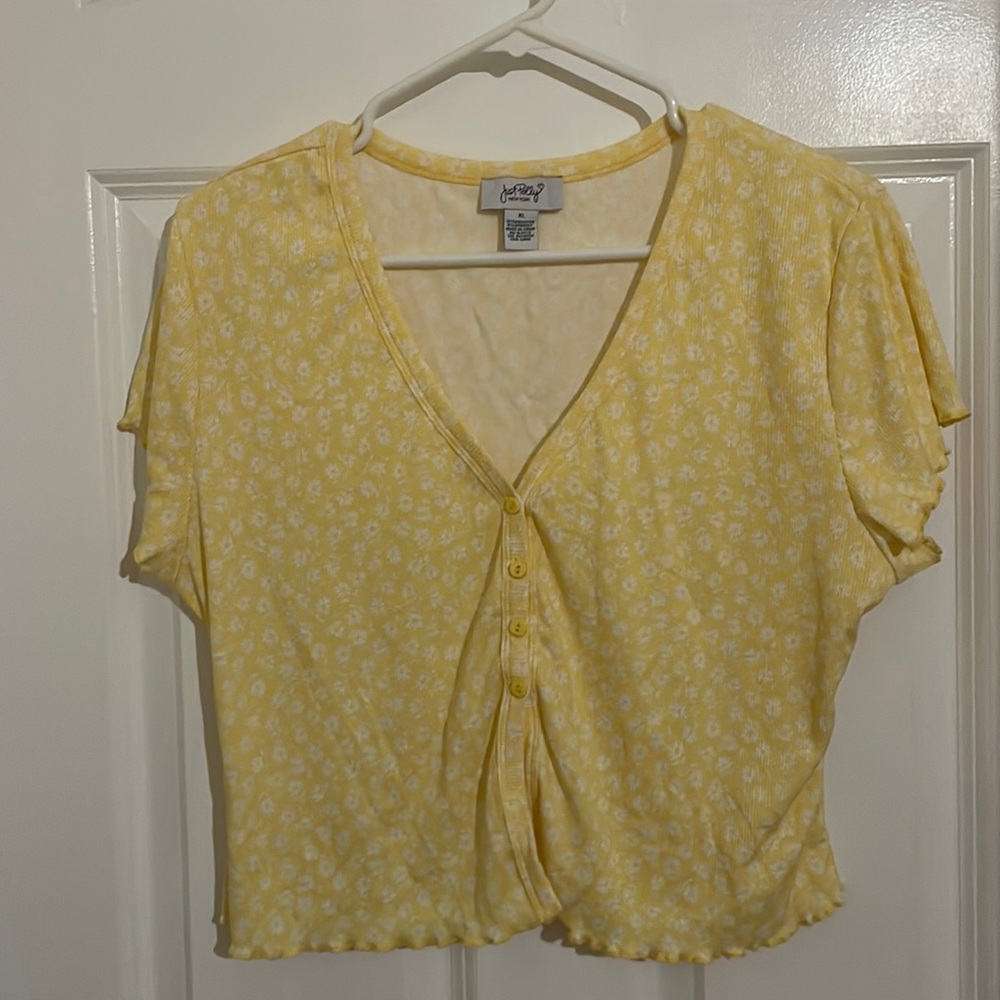 Yellow floral cardigan top